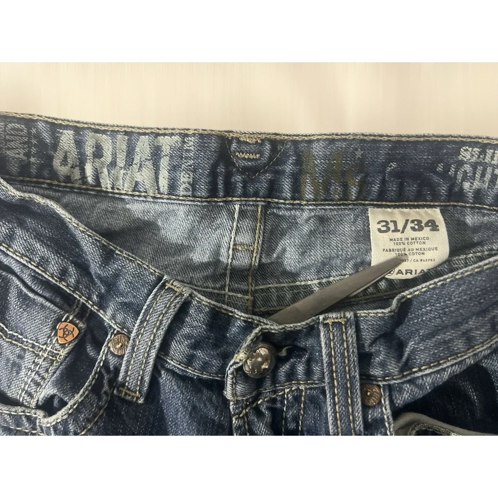 Ariat M5 Jeans Men's 31x32 Slim Fit Straight Denim Cowboy Western Thick Stitch